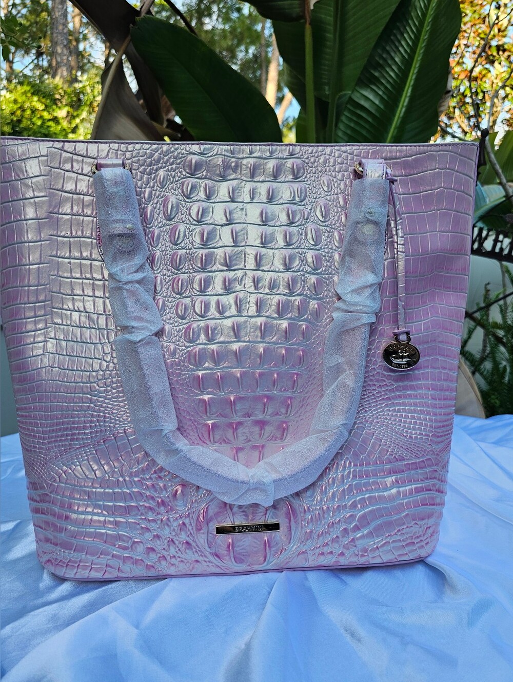 RARE NWT Brahmin Ezra Rose Water Melbourne 3 Eyes On Tote + Heart Pouch Set - Picture 8 of 16